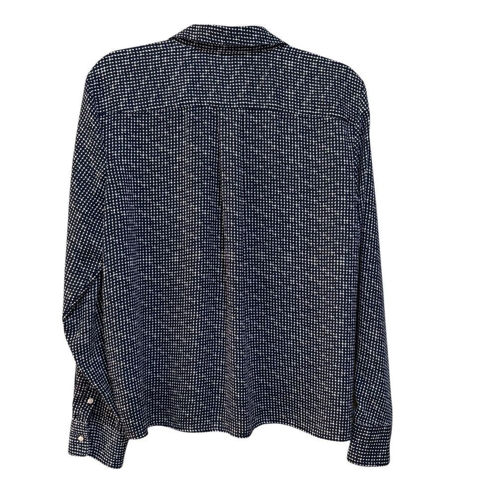 Chaps Shirt Womens XL Blue Polka Dot Button Front Long Sleeve Lightweight Top - Picture 3 of 5